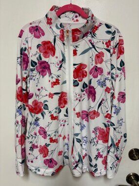 NWT Womens St. John’s Bay Active Floral Full Zip Athletic Jacket. Sz. PXL